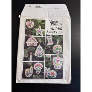 Vintage 1960 Vogue Patterns 1754 St Nick's Knack's Ornament Patterns Uncut